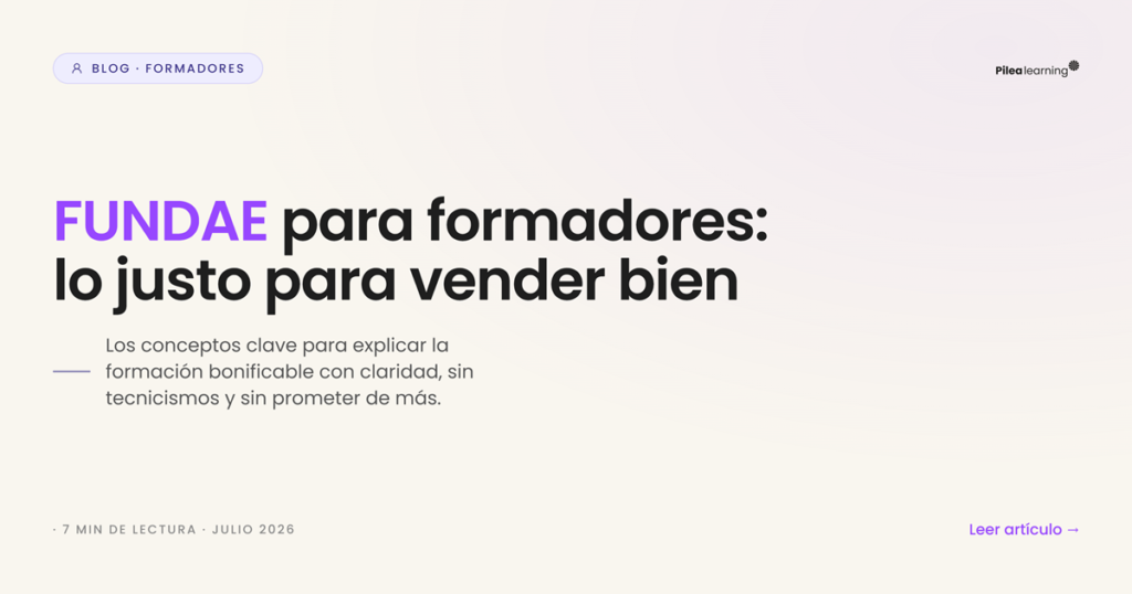 Portada del artículo: FUNDAE para formadores lo justo para vender bien