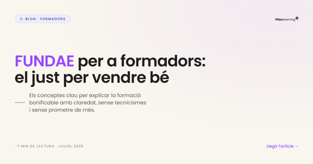 Portada de l'article: FUNDAE per a formadors el just per a vendre bé