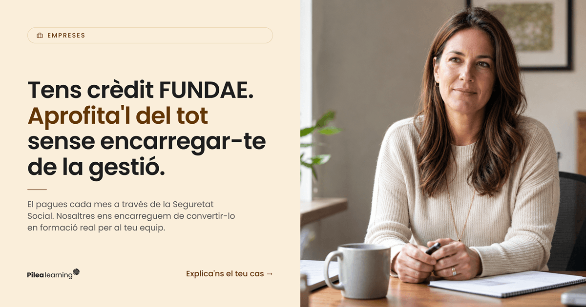 Responsable de empresa gestionant el crèdit FUNDAE per la formació del seu equip