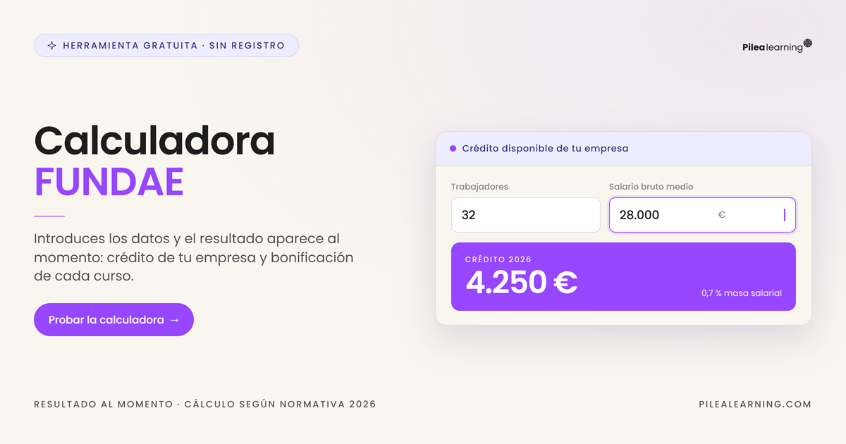 Calculadora Fundae: herramienta para calcular el crédito disponible de una empresa y la bonificación de un curso para formadores