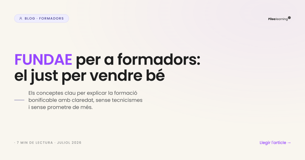 Portada de l'article: FUNDAE per a formadors el just per a vendre bé